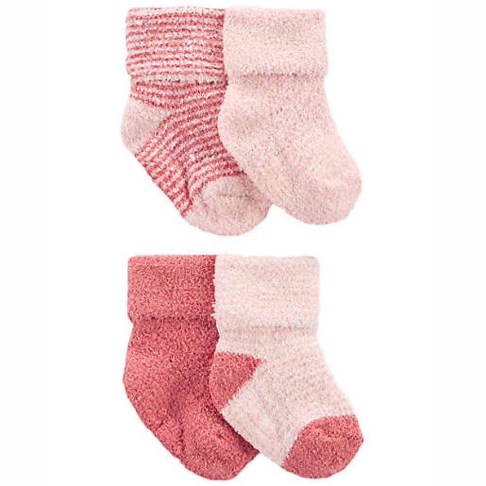 NWT Carters 4-Pack Pink Chenille Socks 💫